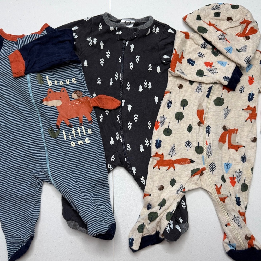 3 Pc Gerber Newborn Sleepers – Fox Woodland Baby Bundle Neutral Set